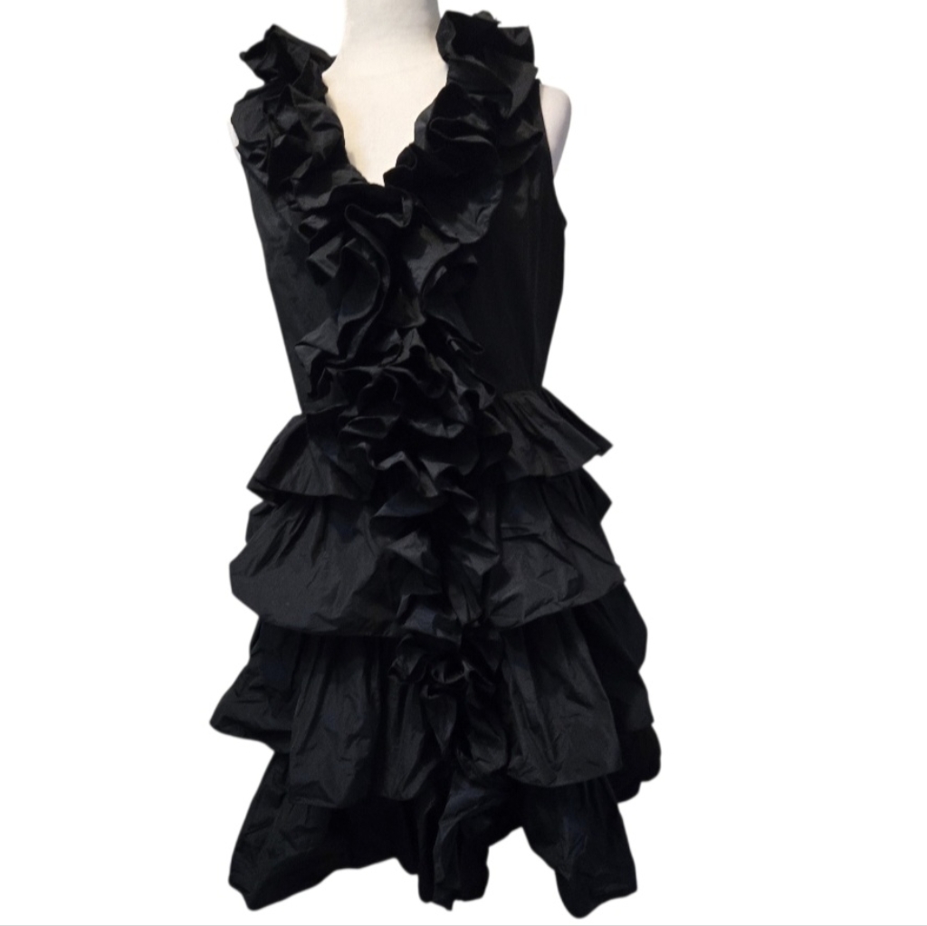 Samuel Dong Black Ruffled Dress
